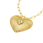 Afbeelding in Gallery-weergave laden, 14k Yellow Gold Diamond Radiant Heart Talisman Pendant Charm Necklace
