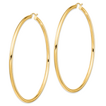 Indlæs billede til gallerivisning 14K Yellow Gold Round Tube Hoop Earrings 80mm x 3mm
