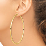 Indlæs billede til gallerivisning 14K Yellow Gold Round Tube Hoop Earrings 80mm x 3mm
