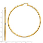 Indlæs billede til gallerivisning 14K Yellow Gold Round Tube Hoop Earrings 80mm x 3mm
