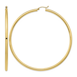 Indlæs billede til gallerivisning 14K Yellow Gold Round Tube Hoop Earrings 80mm x 3mm
