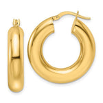 Charger l'image dans la galerie, 14K Yellow Gold Round Classic Hoop Earrings 25mm x 6mm
