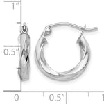 Load image into Gallery viewer, 14k White Gold Hoop Earrings 3mm Twisted
