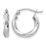 Load image into Gallery viewer, 14k White Gold Hoop Earrings 3mm Twisted
