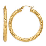 Load image into Gallery viewer, 14K Yellow Gold Round Diamond Cut Classic Hoop Earrings 40mm x 4mm
