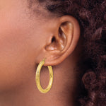 Indlæs billede til gallerivisning 14K Yellow Gold Round Diamond Cut Classic Hoop Earrings 35mm x 4mm
