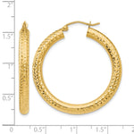 Indlæs billede til gallerivisning 14K Yellow Gold Round Diamond Cut Classic Hoop Earrings 35mm x 4mm
