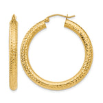 Indlæs billede til gallerivisning 14K Yellow Gold Round Diamond Cut Classic Hoop Earrings 35mm x 4mm
