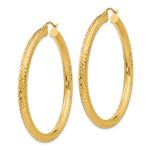 Charger l'image dans la galerie, 14K Yellow Gold Round Diamond Cut Hoop Earrings 50mm x 4mm
