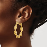 Lade das Bild in den Galerie-Viewer, 14k Yellow Gold Hoop Earrings Polished &amp; Greek Satin Twisted 43.6mm x 42.75mm
