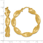 Lade das Bild in den Galerie-Viewer, 14k Yellow Gold Hoop Earrings Polished &amp; Greek Satin Twisted 43.6mm x 42.75mm
