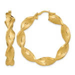 Lade das Bild in den Galerie-Viewer, 14k Yellow Gold Hoop Earrings Polished &amp; Greek Satin Twisted 43.6mm x 42.75mm
