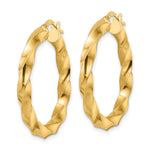 Indlæs billede til gallerivisning 14k Yellow Gold Hoop Earrings Polished Twisted 33.25mm x 4mm
