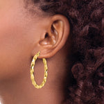 Indlæs billede til gallerivisning 14k Yellow Gold Hoop Earrings Polished Twisted 42mm x 4mm
