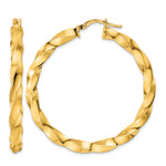 Indlæs billede til gallerivisning 14k Yellow Gold Hoop Earrings Polished Twisted 42mm x 4mm
