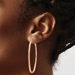 Load image into Gallery viewer, 14K Rose Gold Oval Square-Tube Hoop Earrings 53mm x 23mm x 2mm
