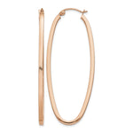 Load image into Gallery viewer, 14K Rose Gold Oval Square-Tube Hoop Earrings 53mm x 23mm x 2mm
