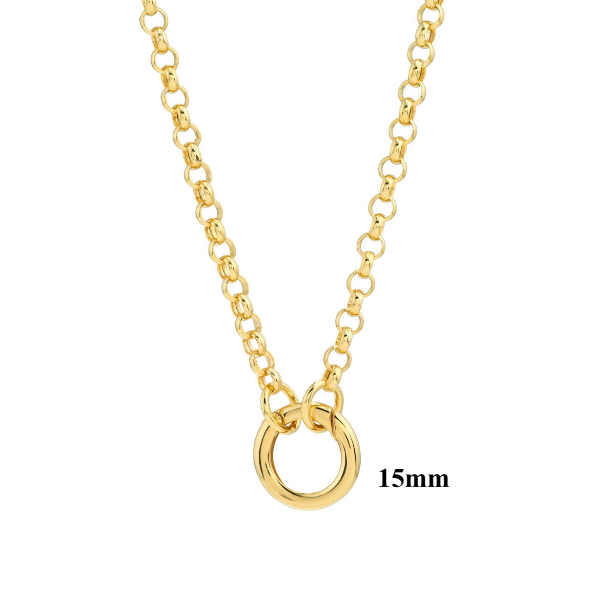 14K Yellow Gold 3.8mm Rolo Split Chain with End Rings for Lariat Y Necklace Bracelet Anklet Push Clasp Lock Connector Bail Pendant Charm Hanger