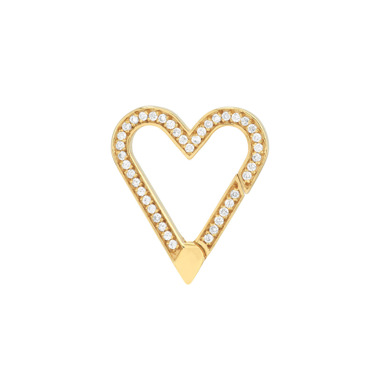 14k Yellow Gold Diamond Heart Push Clasp Lock Connector Pendant Charm Hanger Bail Enhancer