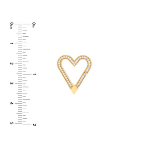 14k Yellow Gold Diamond Heart Push Clasp Lock Connector Pendant Charm Hanger Bail Enhancer