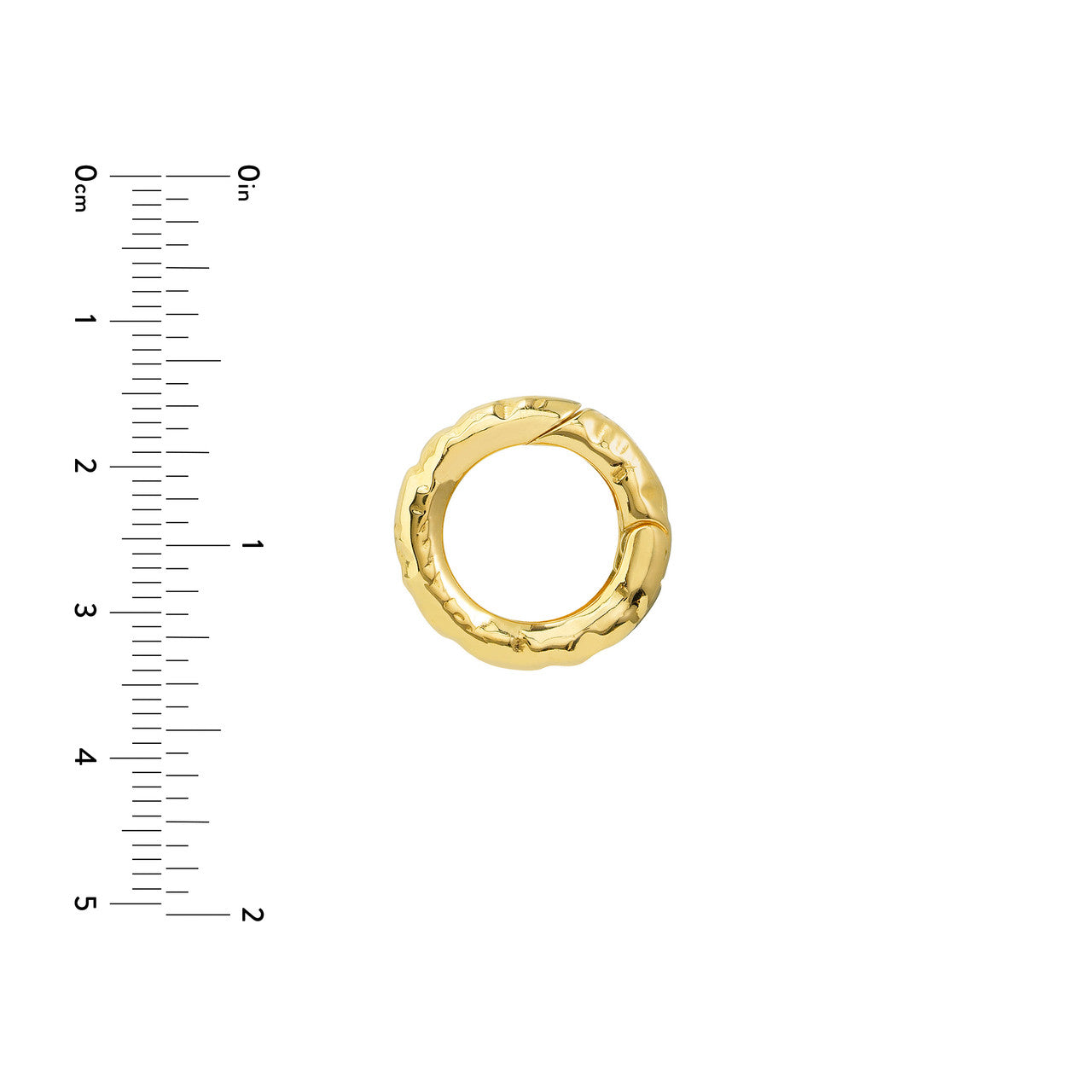 14K Yellow Gold 19.5mm Round Hammered Push Clasp Lock Connector Enhancer Hanger for Pendants Charms Bracelets Anklets Necklaces