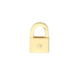 Load image into Gallery viewer, 14k Yellow Gold Diamond Padlock Shaped Push Clasp Lock Connector Pendant Charm Hanger Bail Enhancer

