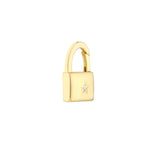 Load image into Gallery viewer, 14k Yellow Gold Diamond Padlock Shaped Push Clasp Lock Connector Pendant Charm Hanger Bail Enhancer
