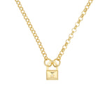 Load image into Gallery viewer, 14k Yellow Gold Diamond Padlock Shaped Push Clasp Lock Connector Pendant Charm Hanger Bail Enhancer
