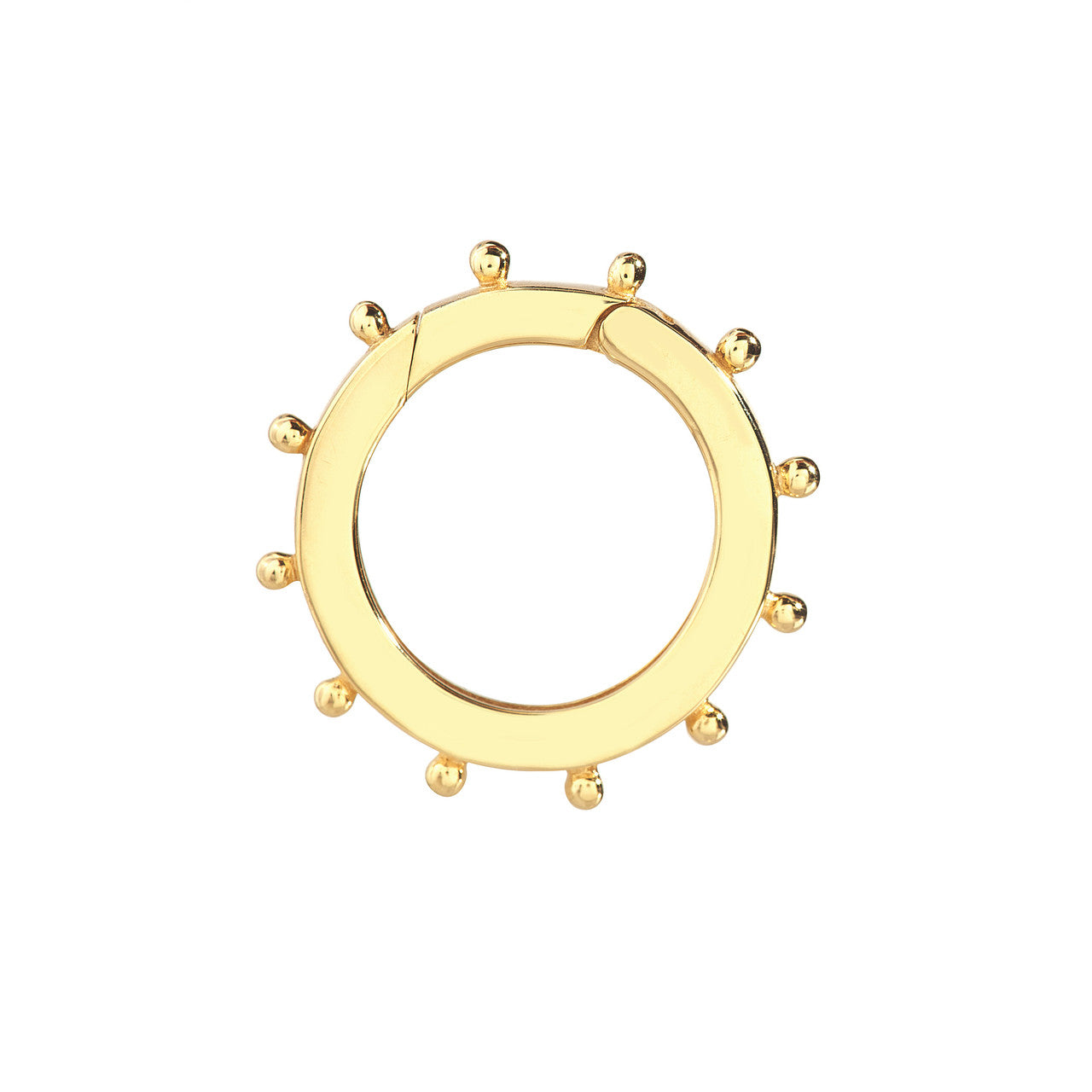 14K Yellow Gold 20mm Beaded Large Round Push Clasp Lock Connector Enhancer Hanger for Pendants Charms Bracelets Anklets Necklaces Chains