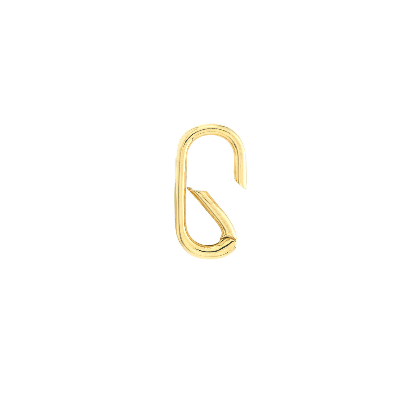 14K Yellow Gold Paper Clip Shaped Push Clasp Lock Connector Enhancer Hanger for Pendants Charms Bracelets Anklets Necklaces Chains