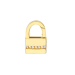 Load image into Gallery viewer, 14k Yellow Gold Diamond Padlock Push Clasp Lock Connector Pendant Charm Hanger Bail Enhancer
