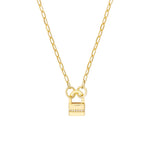 Load image into Gallery viewer, 14k Yellow Gold Diamond Padlock Push Clasp Lock Connector Pendant Charm Hanger Bail Enhancer
