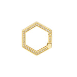 Lade das Bild in den Galerie-Viewer, 14k yellow gold diamond hexagon push clasp lock connector pendant charm hanger bail enhancer
