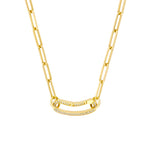Carica l'immagine nel visualizzatore di Gallery, 14k yellow gold diamond bean shaped push clasp lock connector pendant charm hanger bail enhancer
