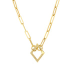 Load image into Gallery viewer, 14k Yellow Gold Diamond Rhombus Push Clasp Lock Connector Pendant Charm Hanger Bail Enhancer
