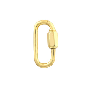 14k Yellow Gold Carabiner Oval Twist Clasp Lock Connector Pendant Charm Hanger Bail Enhancer