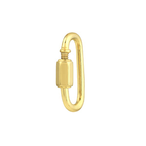 14k Yellow Gold Carabiner Oval Twist Clasp Lock Connector Pendant Charm Hanger Bail Enhancer