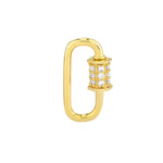 Load image into Gallery viewer, 14k Yellow Gold Genuine Diamond Carabiner Oval Clasp Lock Connector Pendant Charm Hanger Bail Enhancer
