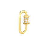 Load image into Gallery viewer, 14k Yellow Gold Genuine Diamond Carabiner Oval Clasp Lock Connector Pendant Charm Hanger Bail Enhancer

