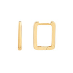 Indlæs billede til gallerivisning 14K Yellow Gold Square Frame Paper Clip Huggie Hinged Hoop Earrings
