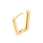 Carregar imagem no visualizador da galeria, 14K Yellow Gold Square Frame Paper Clip Huggie Hinged Hoop Earrings
