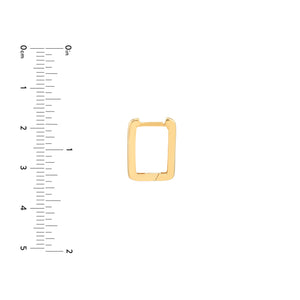 14K Yellow Gold Square Frame Paper Clip Huggie Hinged Hoop Earrings