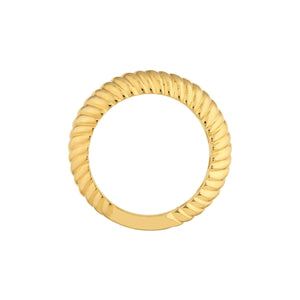 14k Yellow Gold Classic Modern Contemporary Graduated Ribbed Textured Ring