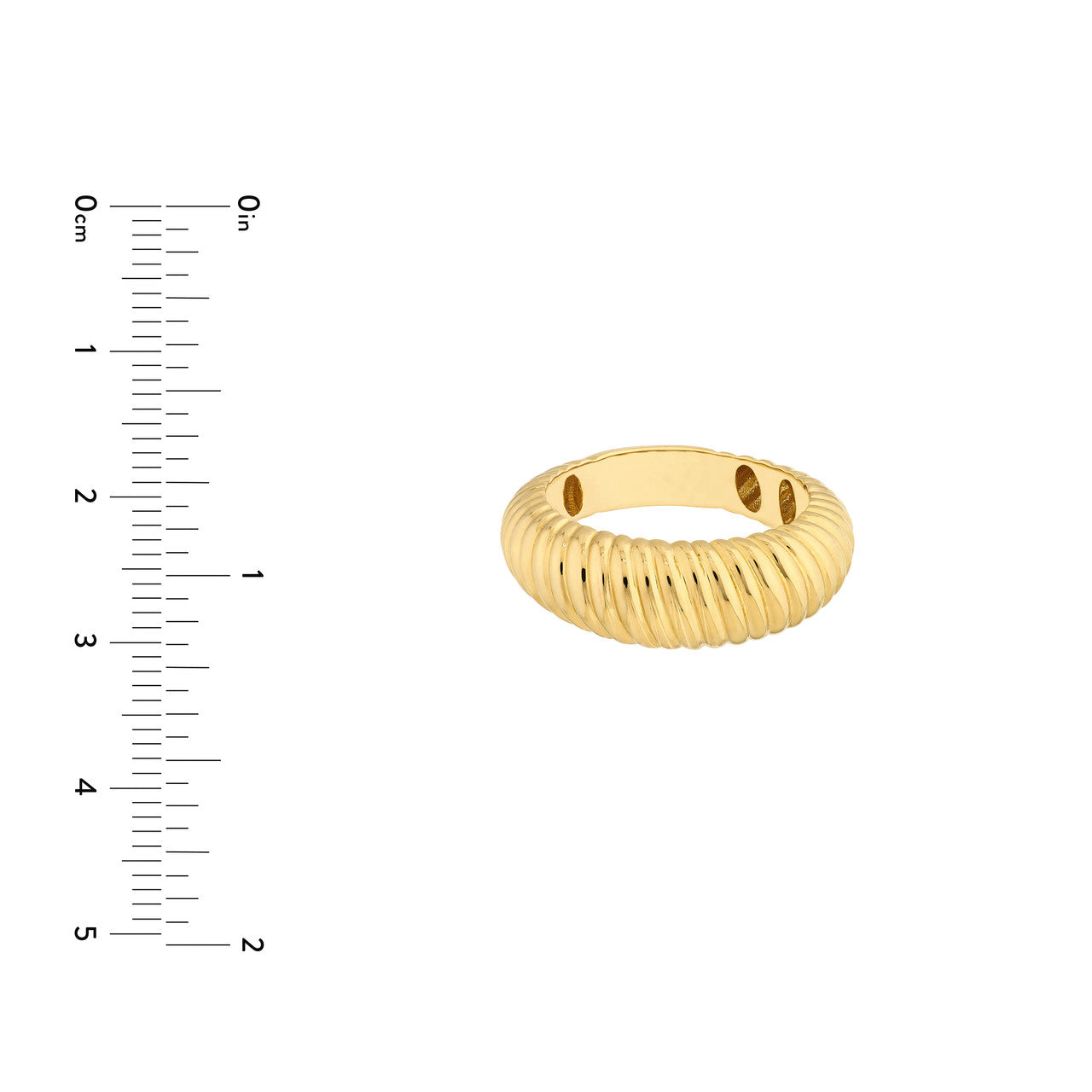 14k Yellow Gold Classic Modern Contemporary Graduated Ribbed Textured Ring