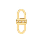 Indlæs billede til gallerivisning 14k Yellow Gold Diamond Double Sided Buckle Push Lock Chain Connector Pendant Charm Hanger
