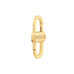 Indlæs billede til gallerivisning 14k Yellow Gold Diamond Double Sided Buckle Push Lock Chain Connector Pendant Charm Hanger

