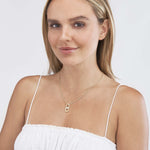 Indlæs billede til gallerivisning 14k Yellow Gold Diamond Double Sided Buckle Push Lock Chain Connector Pendant Charm Hanger
