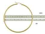Indlæs billede til gallerivisning 14K Yellow Gold Round 3.15 inch Diameter Extra Large Giant Gigantic Classic Hoop Earrings 80mm x 4mm

