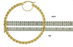 Indlæs billede til gallerivisning 10K Yellow Gold Round Diamond Cut Rope Hoop Earrings 60mm x 2.95mm
