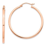 Afbeelding in Gallery-weergave laden, 14K Rose Gold Square Lightweight Classic Tube Hoop Earrings 35mm x 2mm
